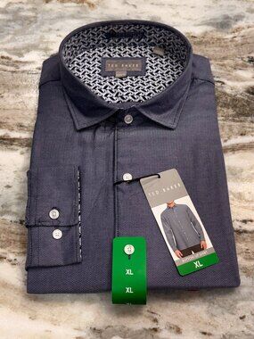 NWT Ted Baker Men's Button Up Shirt Blue XL